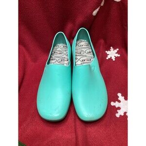 Women’s Teal Sticky Work Shoes Slip On Clogs Antimicrobial Size 9.5B Work